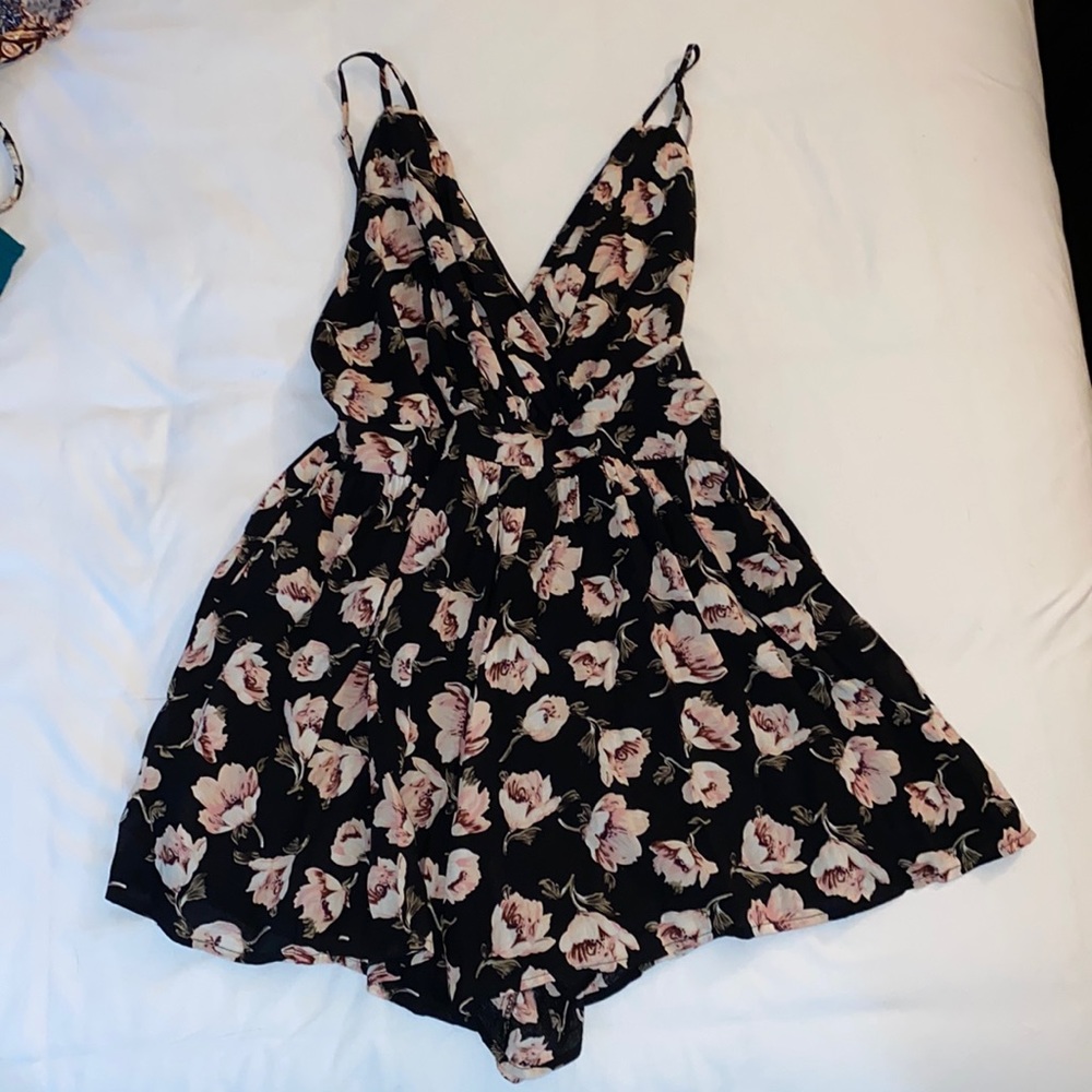 Black & Pink Floral Dainty Hooligan Romper